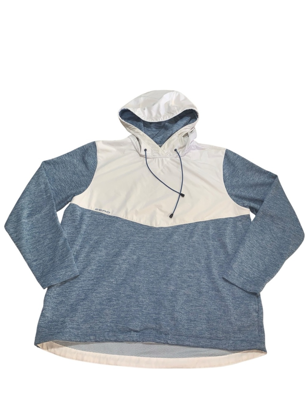 Zero Restriction Golf Hooded Pullover Blue White Performance Windbreaker